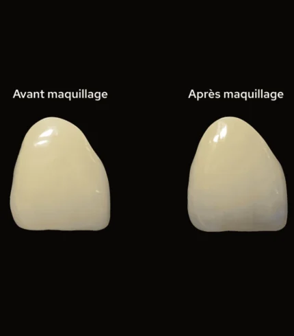 Les différentes de teinte avant et après maquillage grâce au CZR FC de la marque Kuraray Noritake