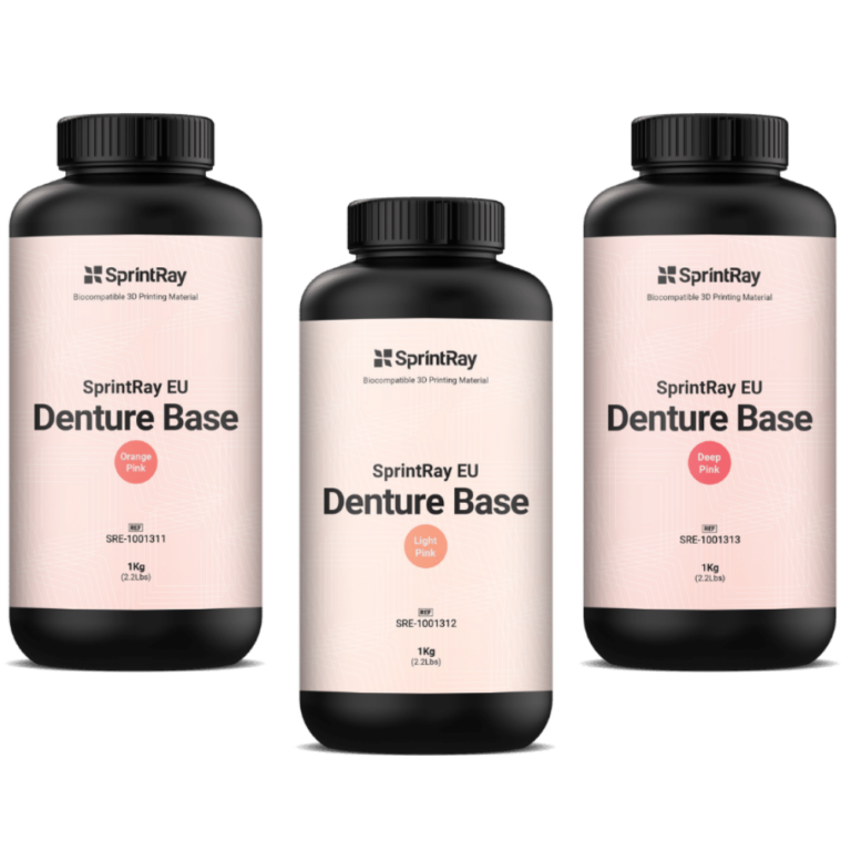 Les 3 pots d'1L de résine EU Denture Base de la marque SprintRay vendu par Astem Digital