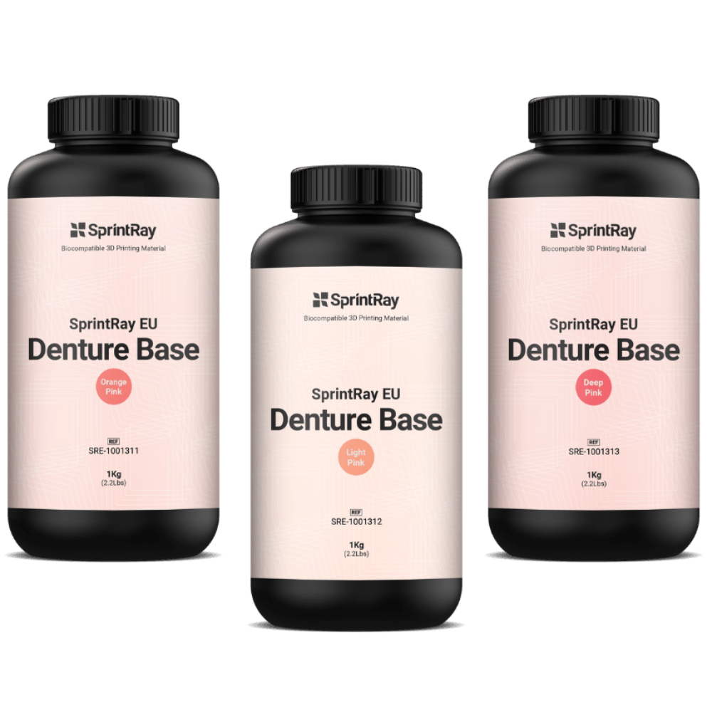 Les 3 pots d'1L de résine EU Denture Base de la marque SprintRay vendu par Astem Digital