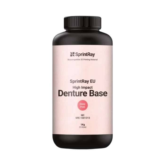 La bouteille d'1L de résine EU High Impact Denture Base couleur Deep Pink de la marque SprintRay